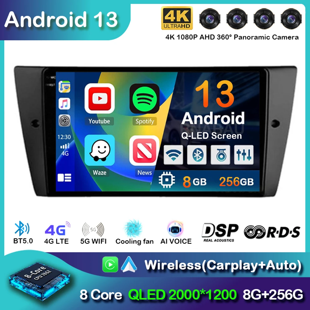

Android 13 CarPlay Auto For BMW 3-Series E90 E91 E92 E93 Car Radio Multimedia Video Players GPS Stereo Head Unit 2 din 2din DVD