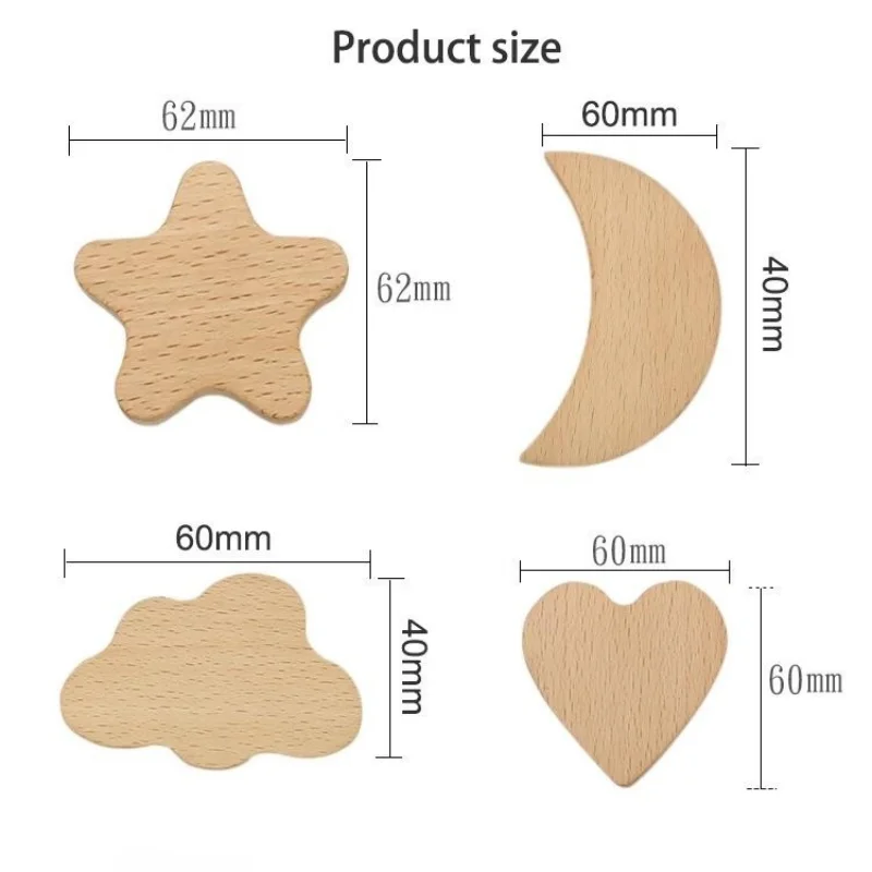 Walnut Wooden Door Pulls Cute Clouds Stars Shape Furniture Handles Kitchen Cabinet Handles Cupboard Wardrobe Doors Knobs