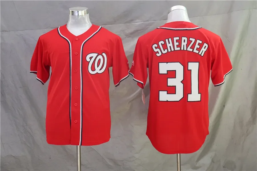 thumbnail image 1 of Venta al por mayor, camiseta de béisbol de los Washington Nationals para hombre, uniforme de equipo bordado, chaleco para correr de verano para fanáticos de los deportes, 1 of 5