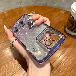 Luxury Glitter Eternal Flower Diamond Clear Plating Soft Phone Case for MOTO G05 E15 (PURPLE)