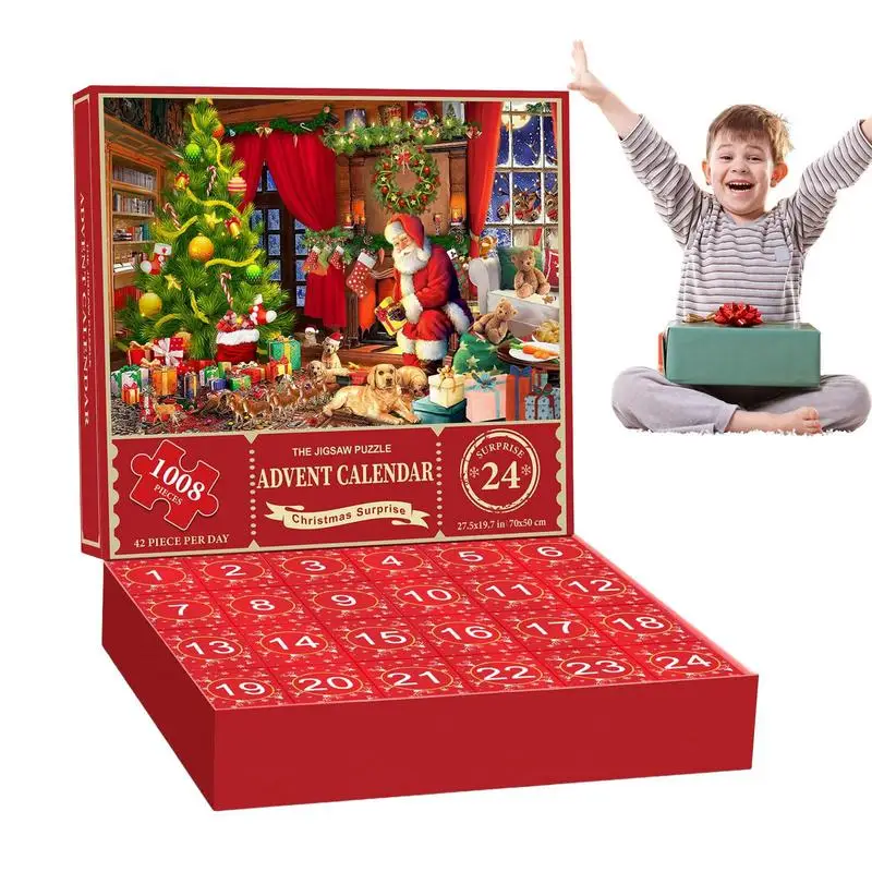 

1008 Pieces Countdown Christmas Puzzle Christmas Advent Jigsaw Puzzles Stocking Stuffer Christmas Gift For Adults and Teens