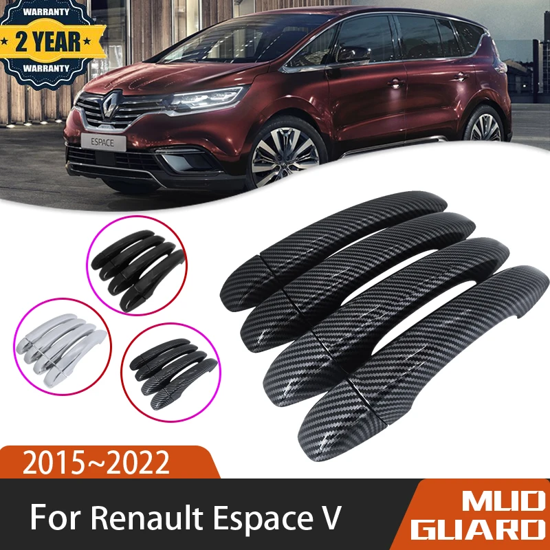 

Anti-scratch Black Carbon Fiber Exterior For Renault Espace V 2015~2022 Auto Door Handle Cover Stickers Trim Set Car Accessories
