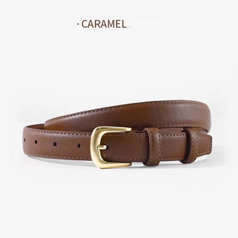 Vera pelle versatile 2023 nuova cintura da donna con bottoni ad ago decorazione di moda jeans con pelle bovina semplice_voghion.com