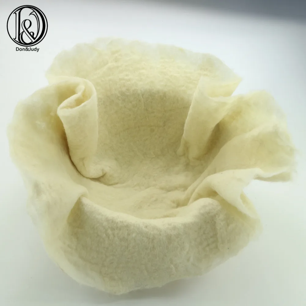 Photo Shoot Handcraft Fluffy 100% Wool Felted Round Infant Blankets Basket Soft Filler for Newborn Baby Photography Accessories