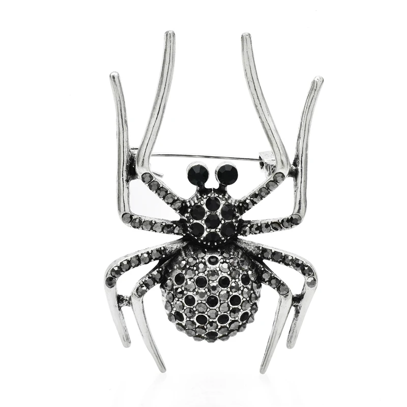 Wuli&baby Rhinestone Spider Brooches For Women Men 2 color Insects