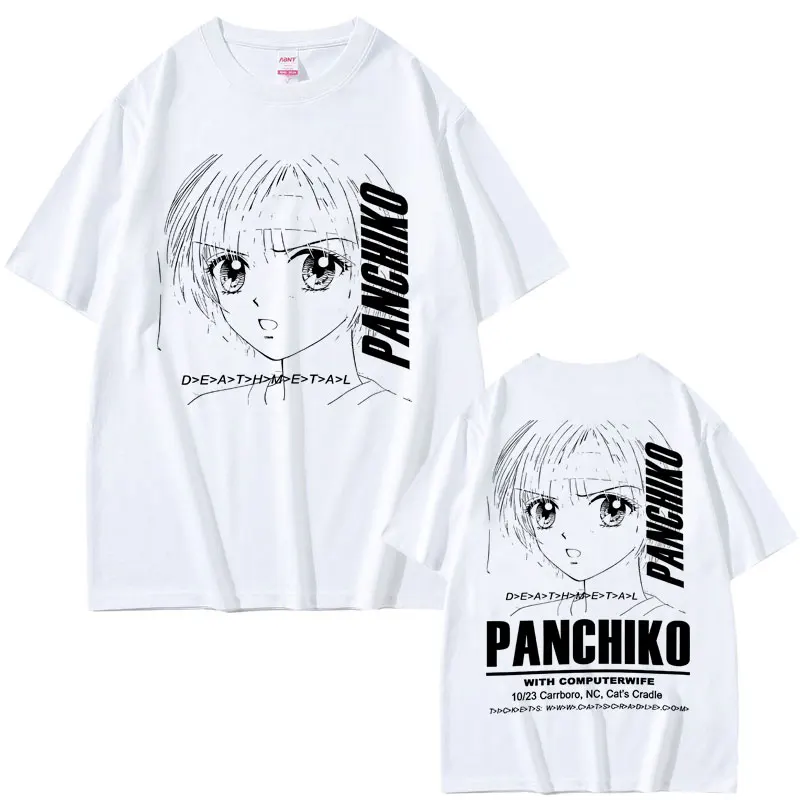 

Lndie Rock Band Panchiko DEATHMETAL Album Double Sided Graphic T-shirt Men Fashion Vintage Tshirt Male Casual Oversized T Shirts
