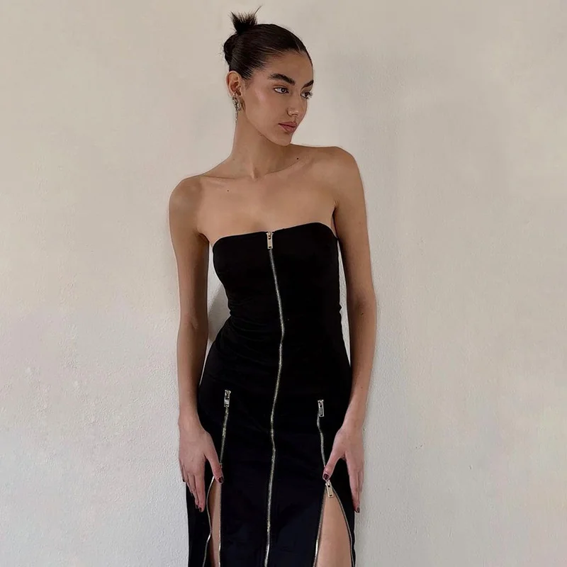 

Zoctoo Spicy Girls Sexy Bra Open Dress 2023 New Style Zipper Dresses Design Senses Temperament Personality Unique Long Skirts