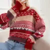 Women Sweater For Christmas Graphics Printed Fashion Crew Neck Pullover Xmas Female Knitting Oversized Casual Jumper Mujer 2