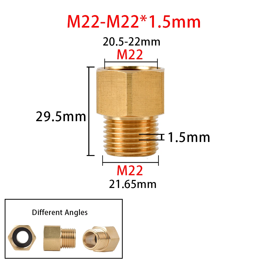 Brass Thread Connector 3/8" 1/2" M14 M18 M22 Male Female Adaptor Pressure Washer Gun Hose Fitting