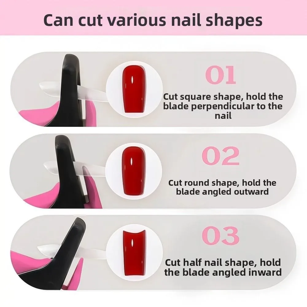 Built-in Nail Buffer U-shaped Fake Nail Clippers Splash Protection Adjustable Acrylic Fake Nail Clippers Rounded Edges