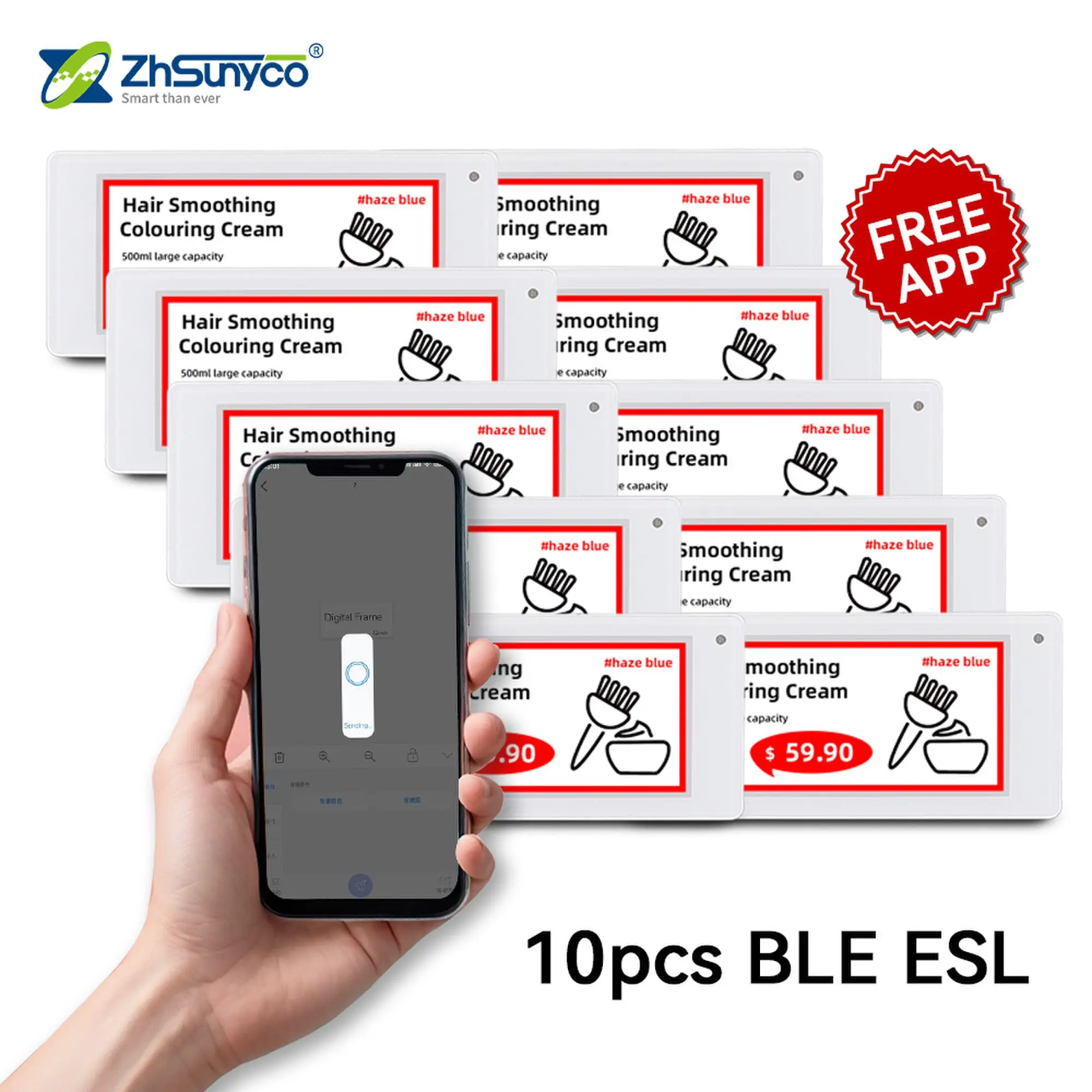 가격표 디지털 슈퍼마켓 전자 선반 라벨 Ble 10pcs 2.9 선반 라벨