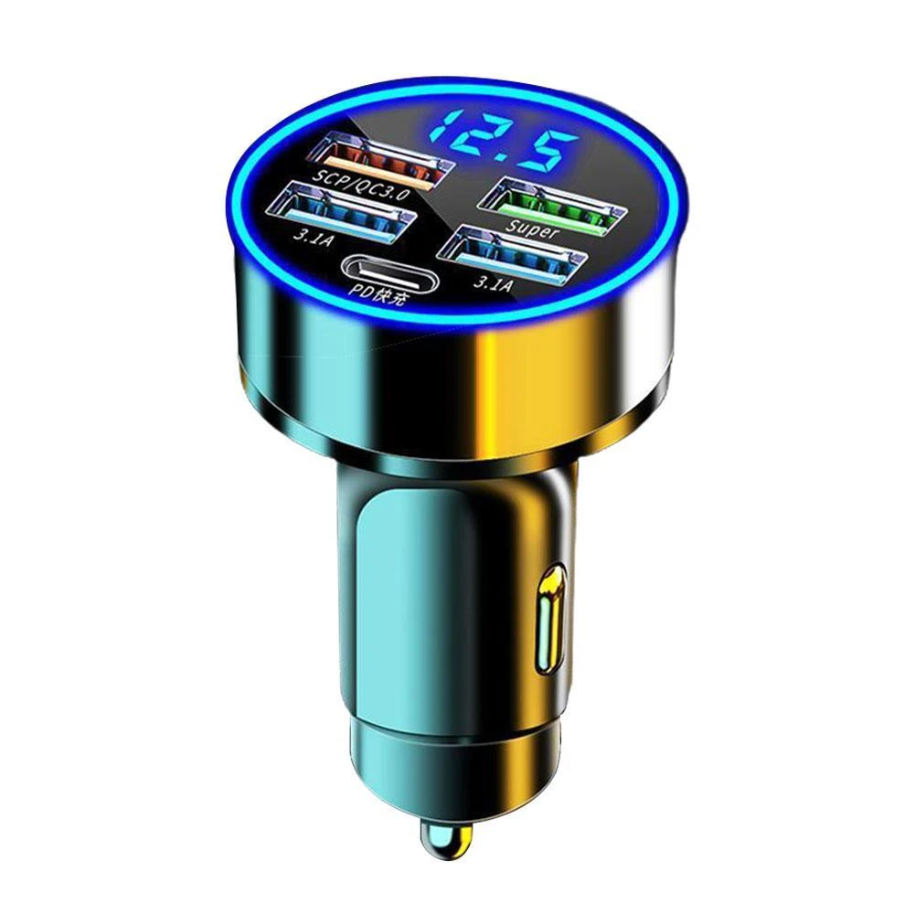 5 Port USB Car Charger Type C PD 250W Fast Charging Adapter for Huawei