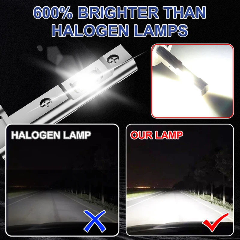 2PCS 500W 200000LM H1 LED Car Headlight Bulb 6000K 3000K Yellow Mini Size Fanless CSP 5570 Chip Plug&Play 12V 24V