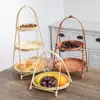 Multi-function Handwoven Fruit Basket Food Basket Decorative Standing Tray Bamboo Serving Tray Bamboo Storage Basket for Kitchen 2