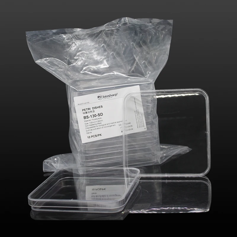 

10Pcs biosharp 130mm plastic petri SQUARE dish, Model: BS-130-SD, Disposable culture dish