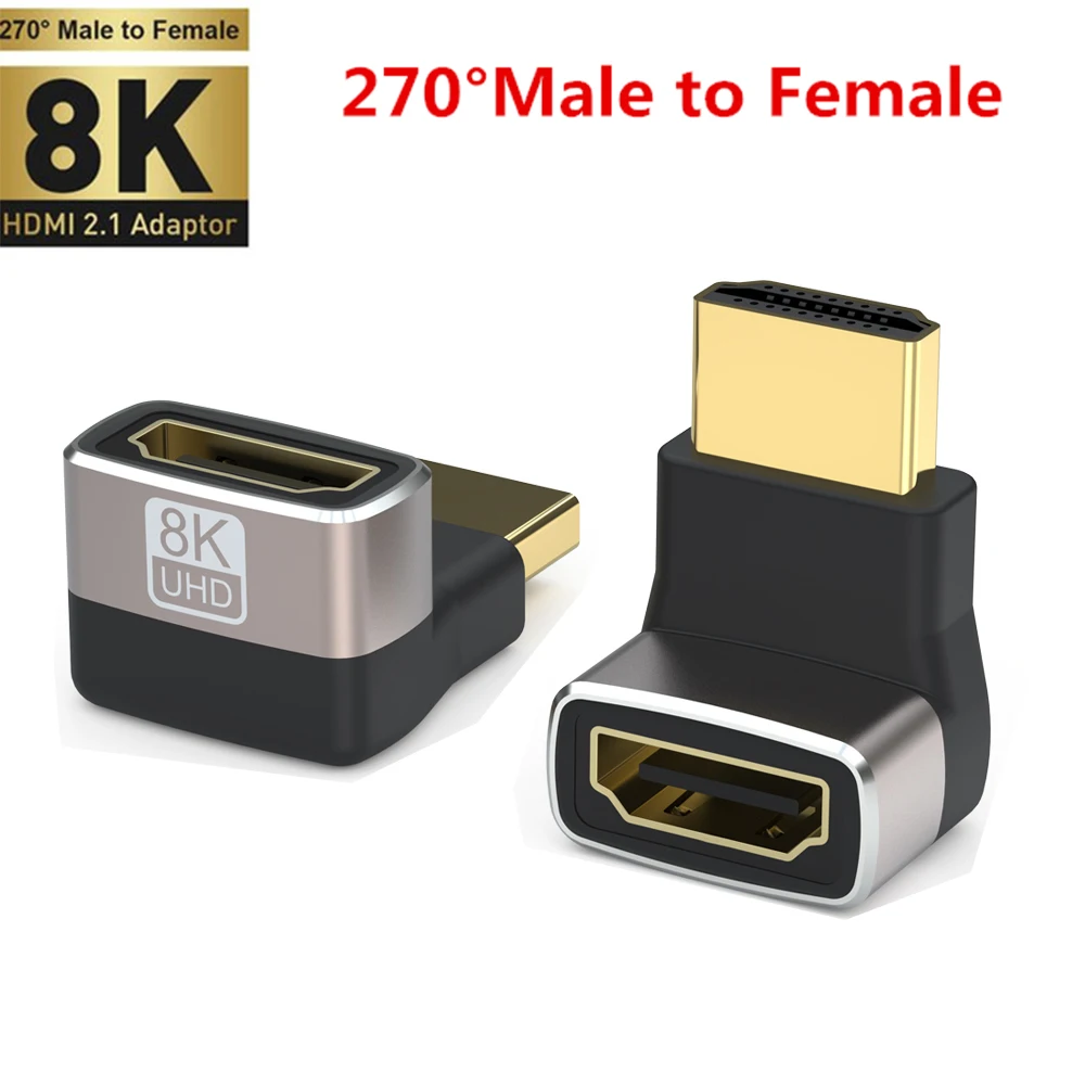 Ultra HD HDMI 2.1 Right Angle Adapter - Male to Female Connector