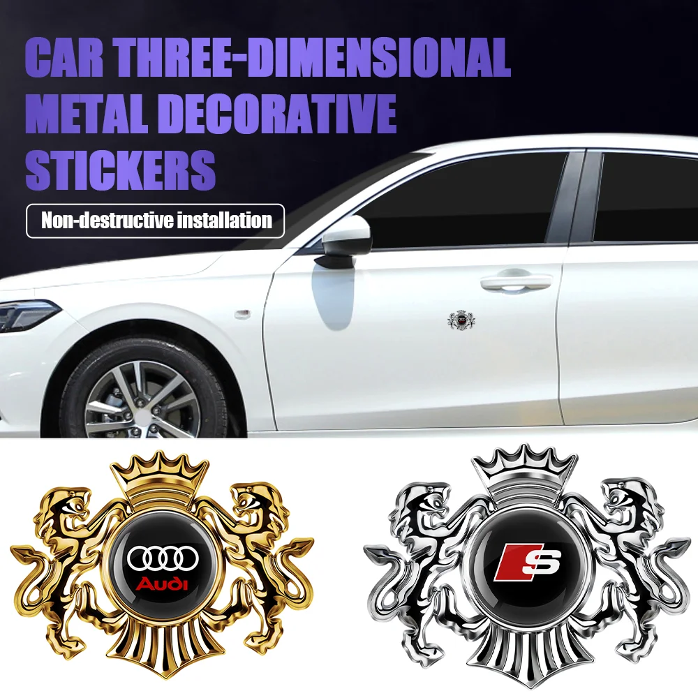 Per Audi Q6 Q7 Q8 Tt Rs Sline S Argento/Oro Metallo Car Lion Styling Badge Body Trunk Decorazione Emblema Sticker Accessori Auto