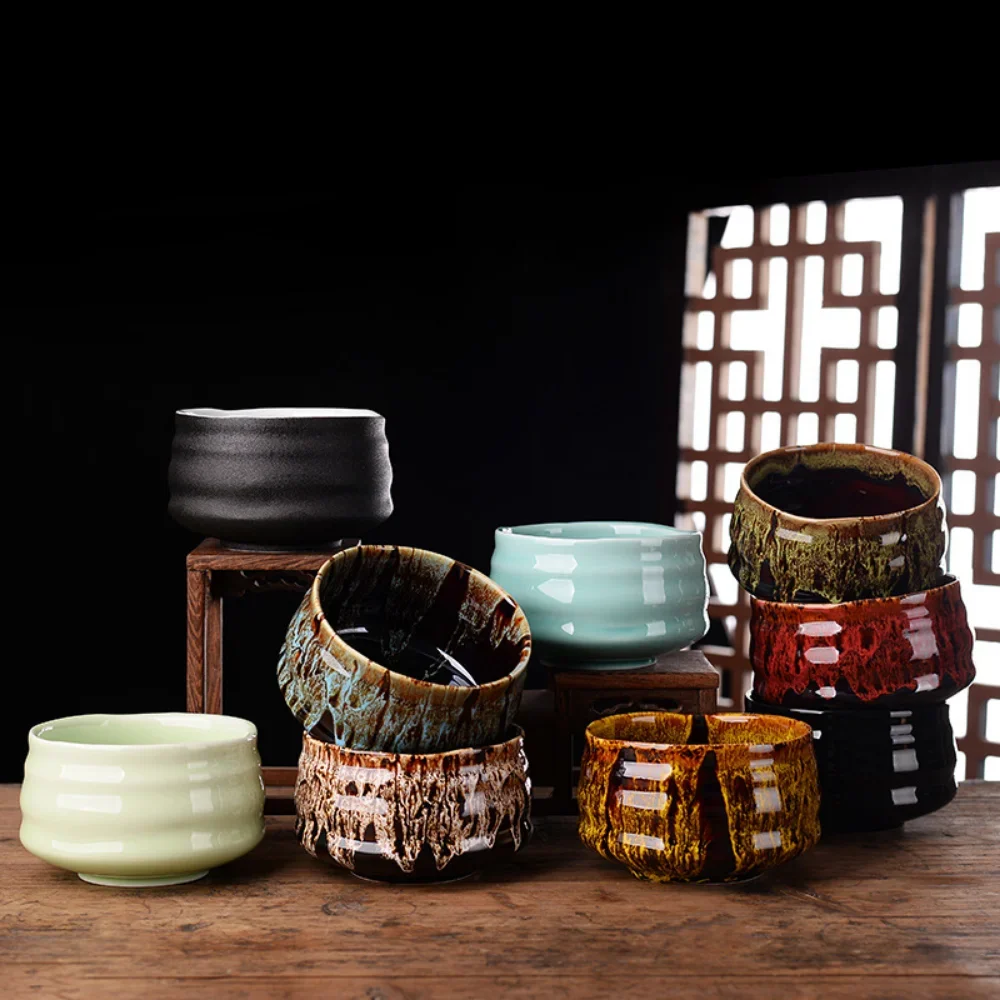 Japanese-style Temmoku Glaze Japan Matcha Green Tea Ceramic Bowl Tea Ceremony Handmade Cup Kung Fu Water Cup Drinkware