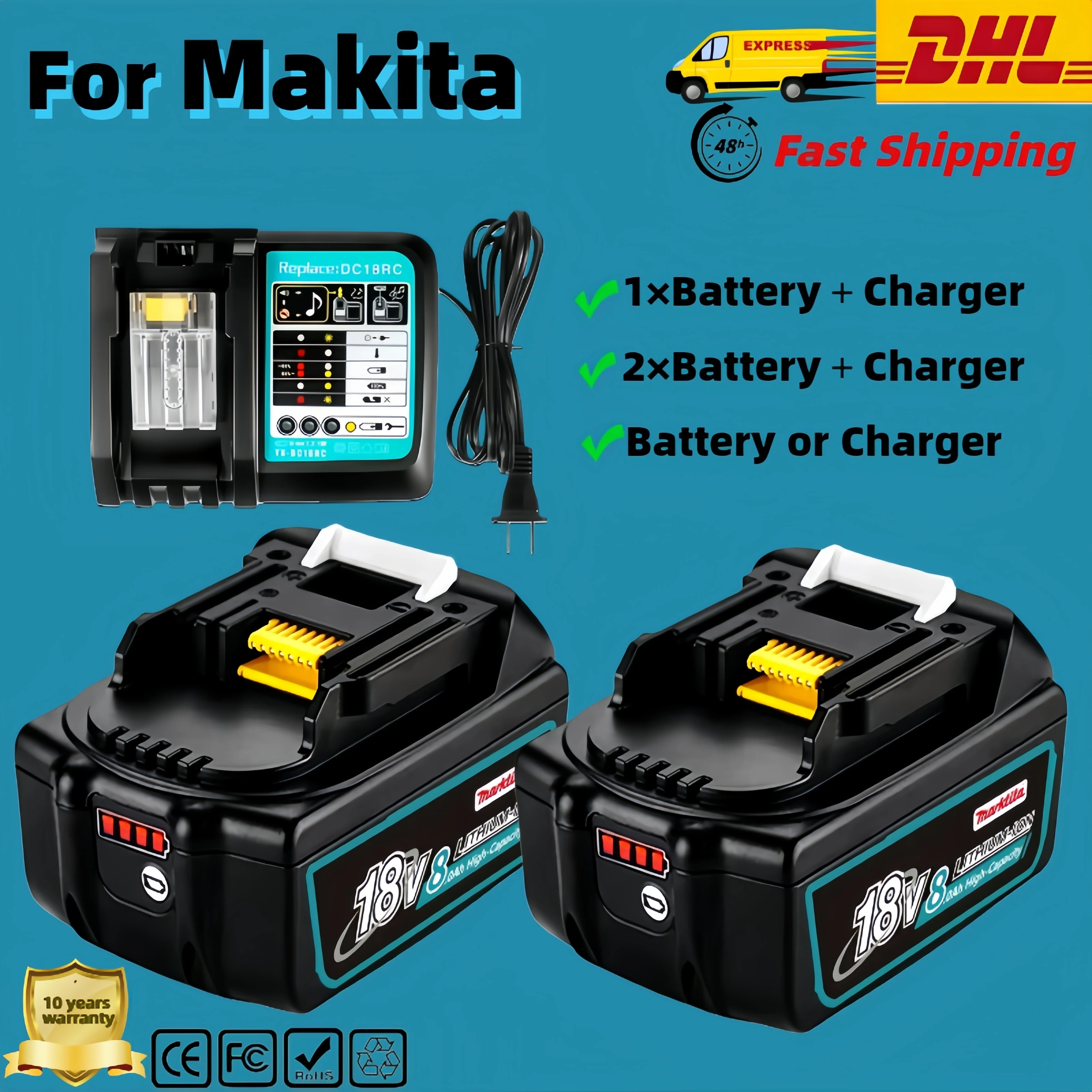 

Genuine for Makita 18V Battery 6Ah BL1850B Li-ion Replacement Battery BL1850 BL1860B BL1860 BL1840B BL1830B BL1830 LXT-400 RU