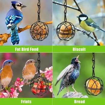 4Pcs Metal Suet Ball Bird Feeder Set with Hanging Chain Squirrel Proof Bird Feeders for Outdoor Garden Hummingbird Feeders - Image 6