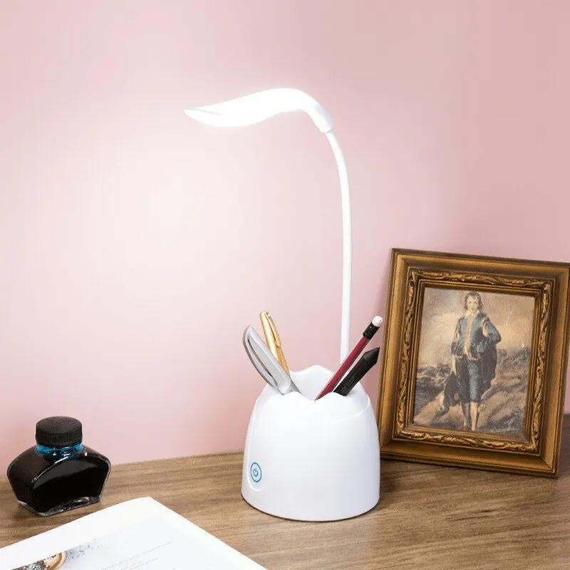 USB 펜꽂이 눈 보호 책상 램프, 공부 학생 기숙사 침실 침대 옆 LED 터치 독서 책상 램프
