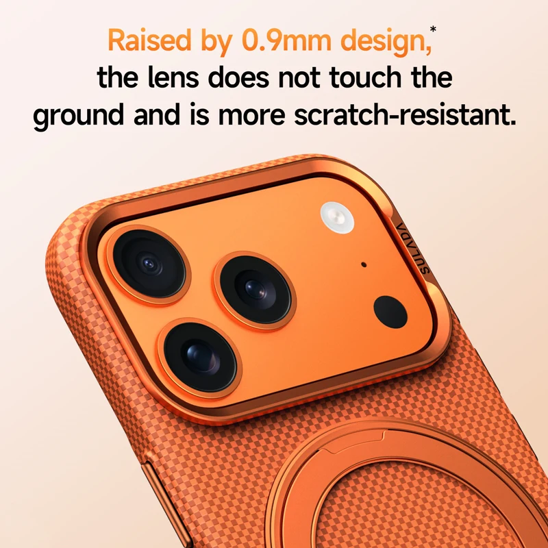 Alloy Lens 360° Rotating Magnetic Case with Carbon Fiber Texture and Frosted Finish