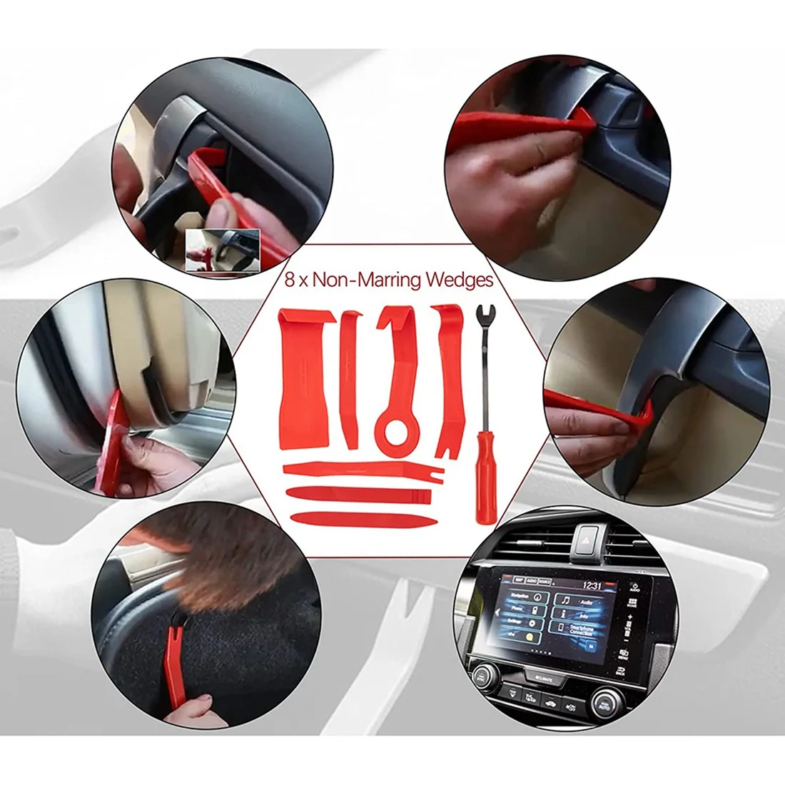 

Car Tool Kit with Air Wedge Bag Pump, Long Reach Tool Car Lockout Kit, Unlocking Door Kit, Auto Trim Removal Tool, 18PCS