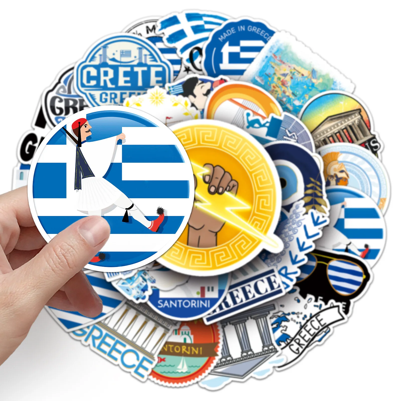 Greece City Travel Stickers Set: World Famous Tourist Landscapes Decals for Scrapbooking and Decoration