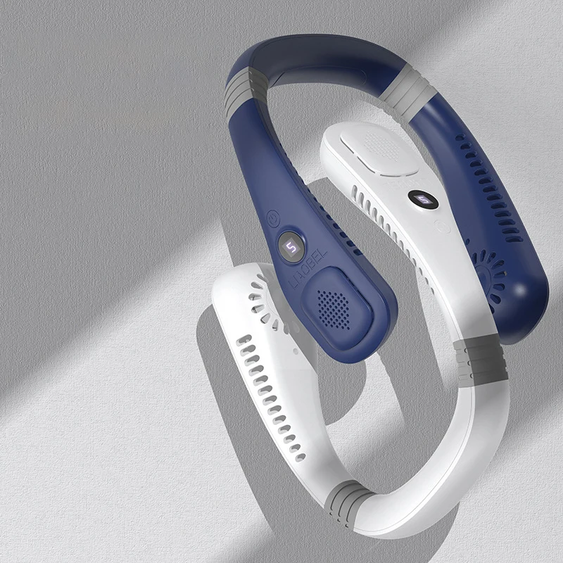 

Neck Fan USB Rechargeable Portable Wearable Bladeless Electric Fan 5-Speed Mini Digital Display Silent Cooling Fan Outdoor Sport