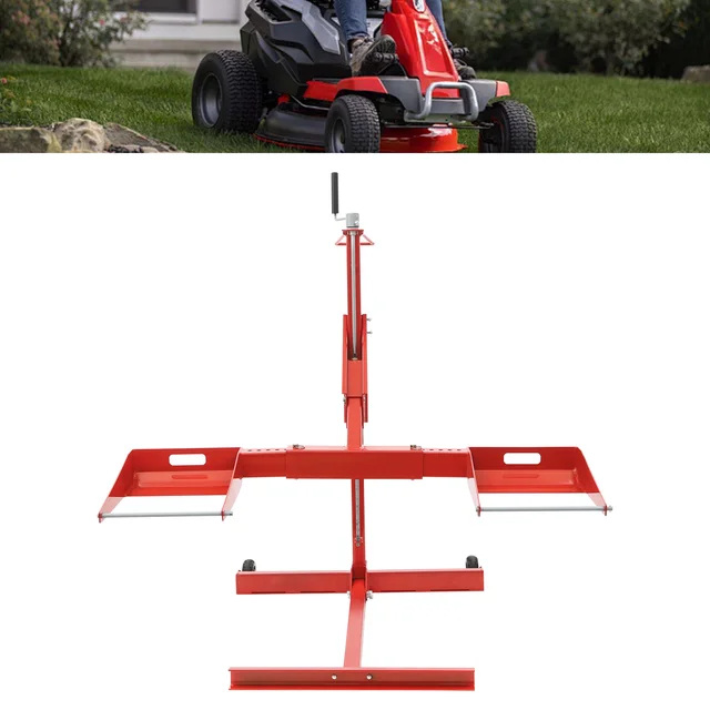 37.8x53x51in Hydraulic Cylinder Lift Jack Lawn Mower Lift Tool with 2 Wheels Adjustable Lawn Tractor for Maintenance and Repair 5 37.8x53x51in Hydraulic Cylinder Lift Jack Lawn Mower Lift Tool with 2 Wheels Adjustable Lawn Tractor for Maintenance and Repair 5