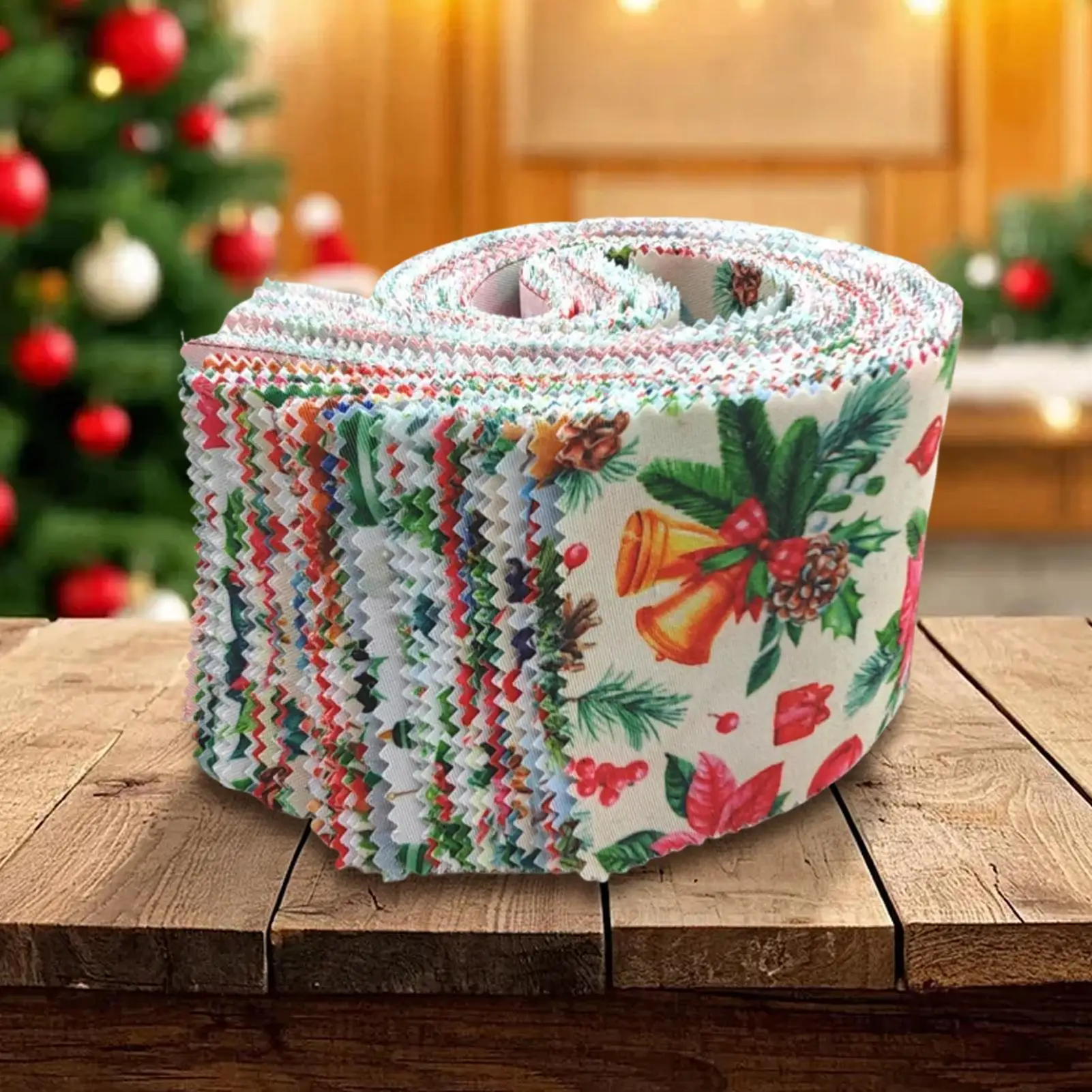New Christmas Quilting Fabric 40 Piece Precut Fabric Rolls Squares For Crafts Sticker Panels Needlework Book Winter Party