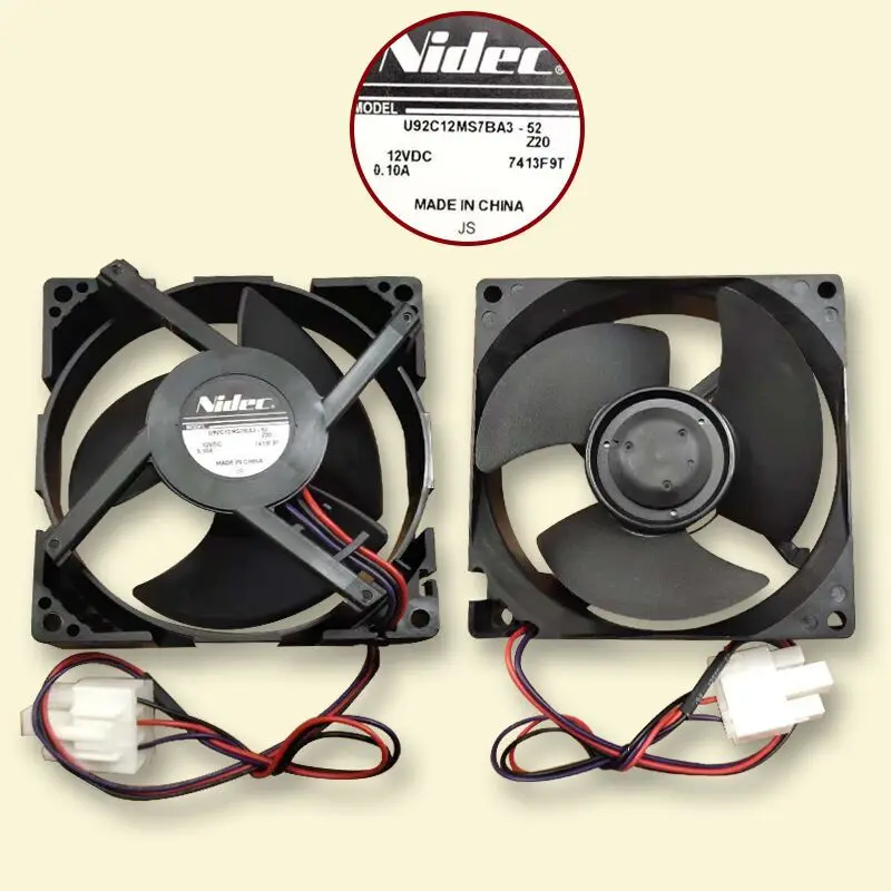 Moteur Ventilateur Pour Réfrigérateur NIDEC U92C12MS7BA3-52Z20 - 12VDC 0.10A, 3 Fils, Neuf