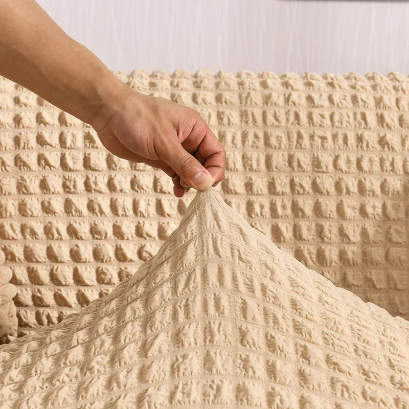 Sofa Cover for Living Room Thick Ruffled Seersucker Elastic L Shaped Corner Sofa Cover 1/2/3/4 Seater Cover for Sofa 4