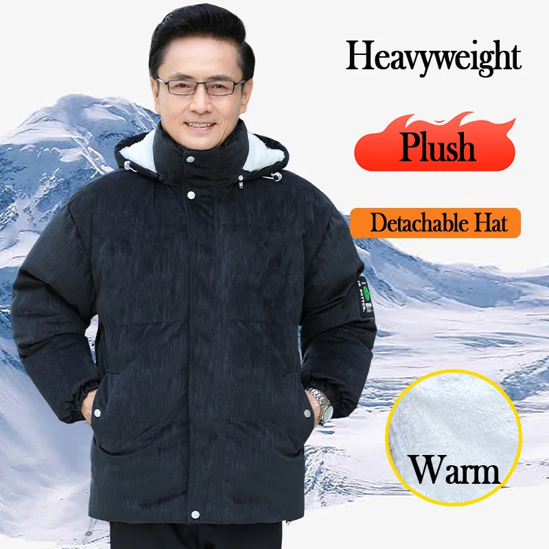 Big Size 8XL New Cotton-padded Men's Medium And Long Plus Fleece Thickened Cotton-padded Clothes For Young Men Leisure Windproof