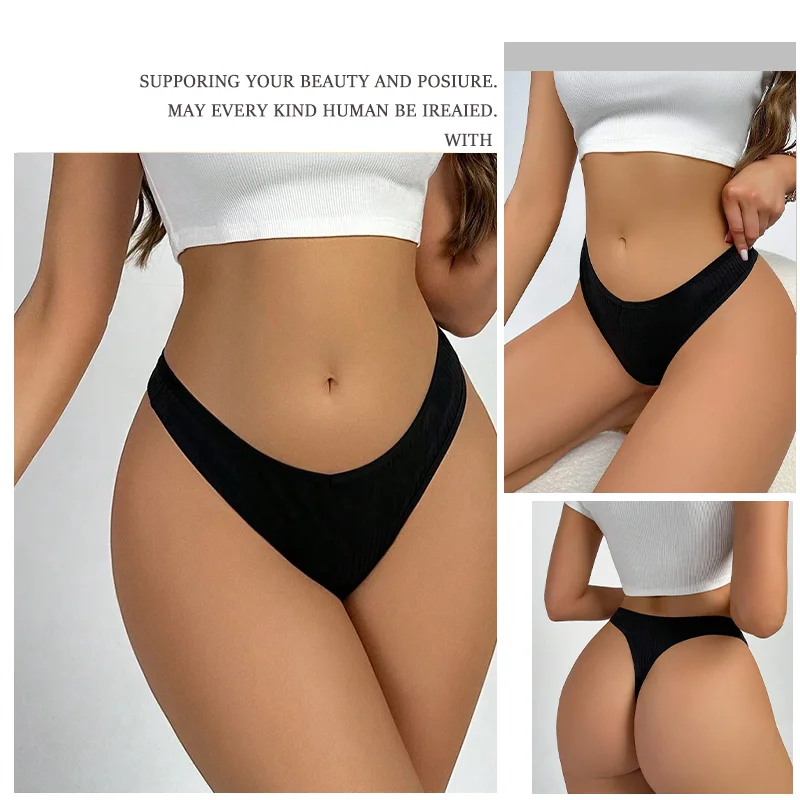 4Pcs Women Cotton Thongs Low Waist Panties G-String Underwear for Female women panties women underwear female underwear