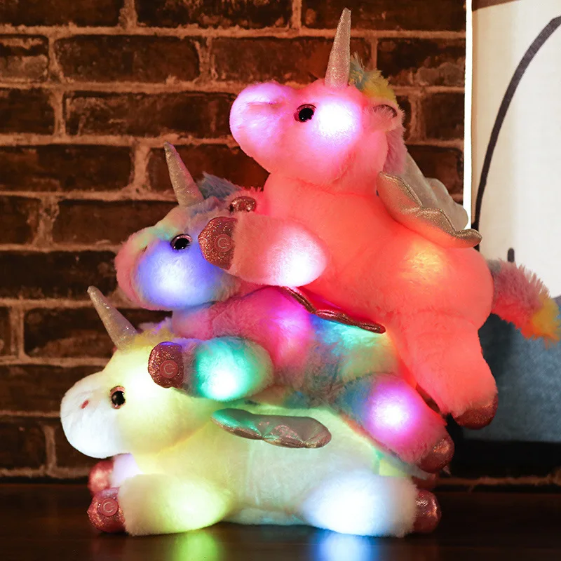 LED Light Unicorn Doll Plush Toys Throw Pillows Stuffed Animals Glowing Toy Girls Chidren plush toy