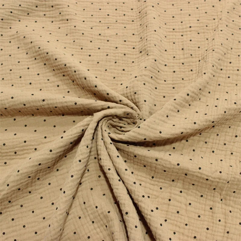 Polka Dots Print Cotton Crepe Fabric Double Seersucker Fabric Sewing Quilting Patchwork Pajamas Baby Cloth Blanket DIY Fabric