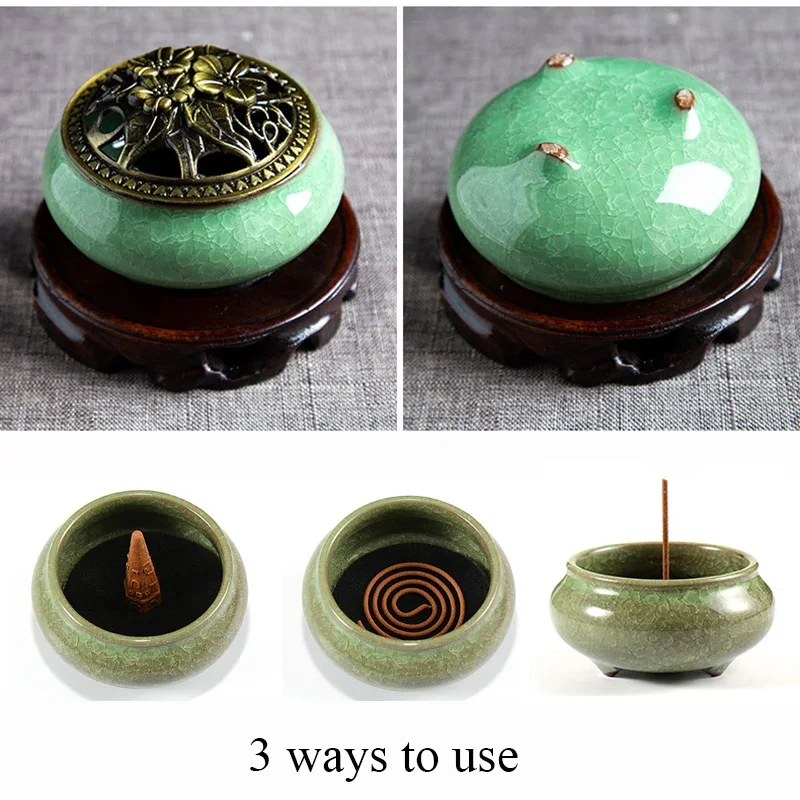 Y Ceramic Ice Cracking Incense Burner Coil Cone Stick Incense Burner Holder Home Ornaments Japanese Incense Burners Zen Decor - Image 4