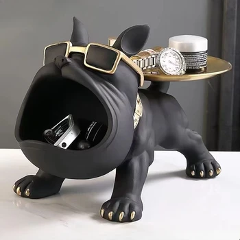 30 cm Decorazioni per la casa Bulldog Figurine Statua di cane Scatola di immagazzinaggio Ornamento animale Resina Mestiere Arte Scultura Figurine Casa Scultura di cucciolo 1