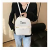 Embroidered Name Women's Retro Backpack PU Soft Leather Casual Outdoor Backpack Fashionable and Simple Backpack 2