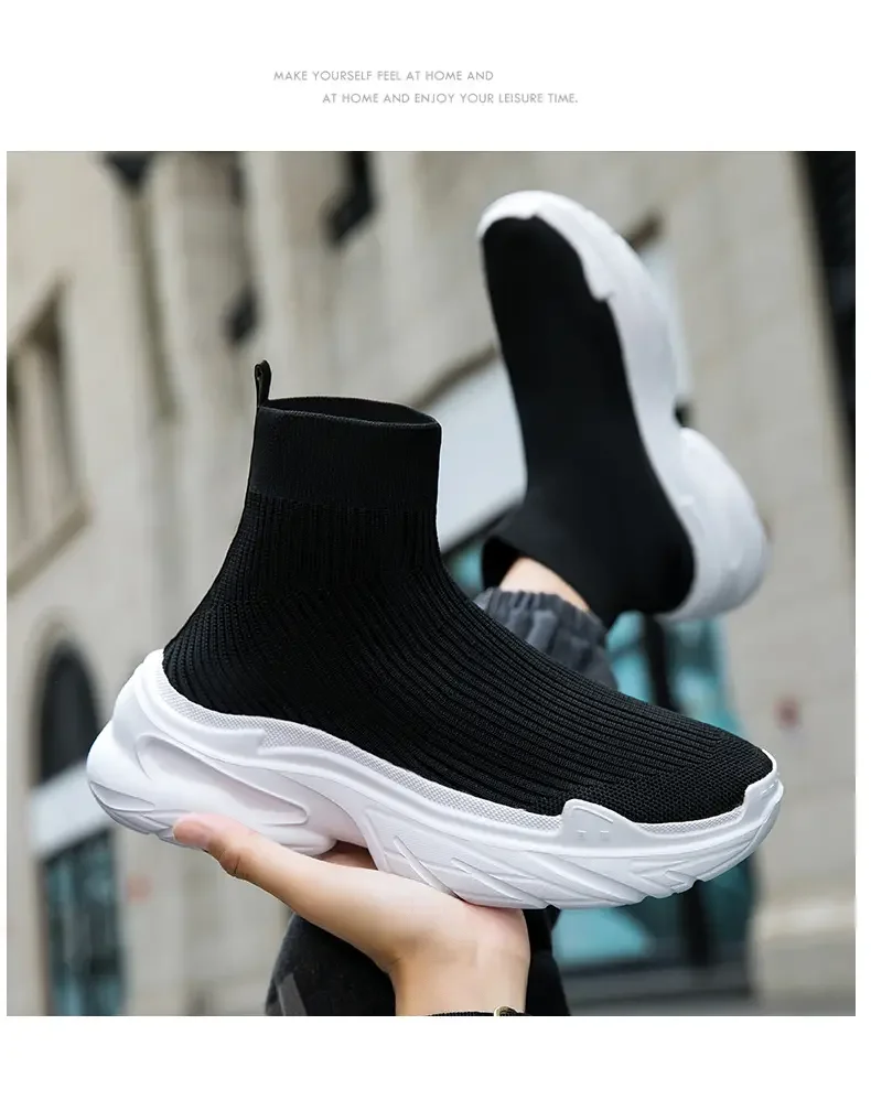 Sneakers for Men Fashion High Top Sock Shoes Autumn New