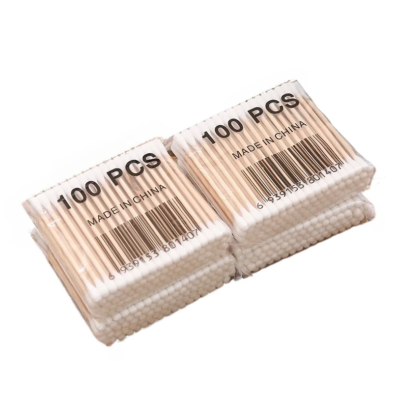 100pcs/bag Baby Cotton Swabs Disposable Wood Swabs Cotton Bud Rod for Baby Health Care Girls Makeup Random Package cotton swabs