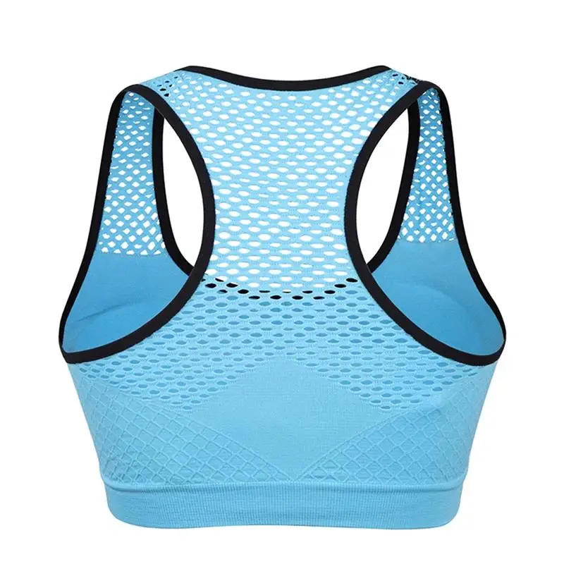 Mesh Sports Bra Hollow Out Sport Top Seamless Fitness Yoga Bras Women Gym Padded Running Vest Shockproof Push Up Crop sports bra yoga top
