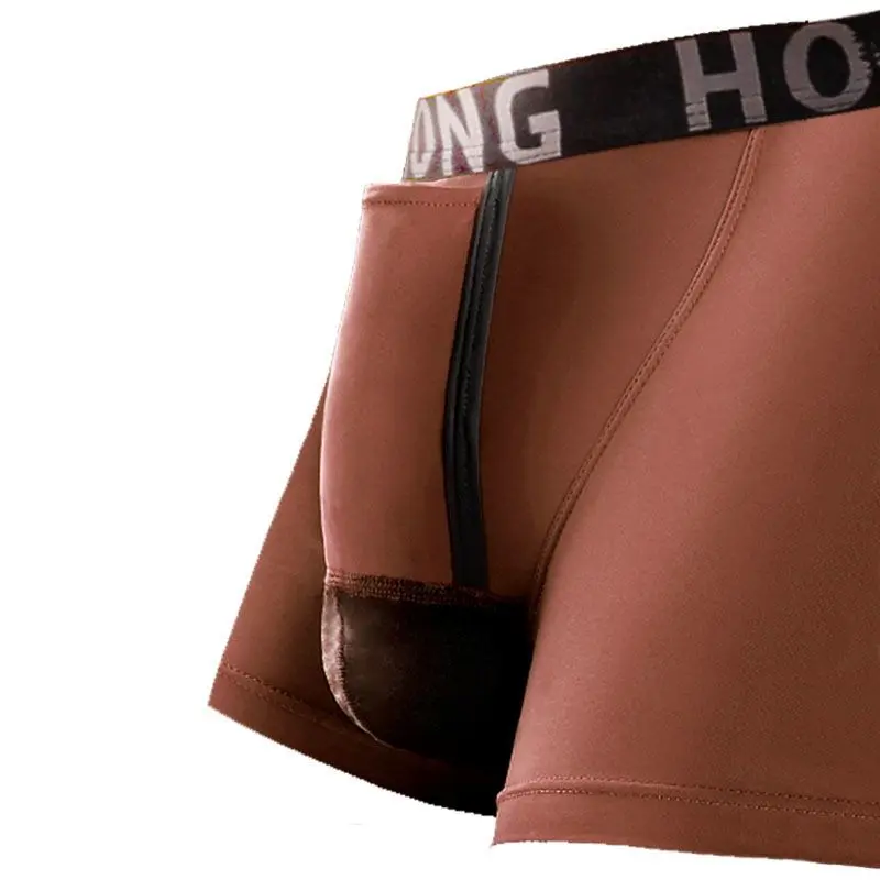 Man Breathable Boxers with Bulge U-Convex Penis Pouch Seperate Modal Soft Open Hole Lingerie Slips Big Enhancing Short Underwear 4