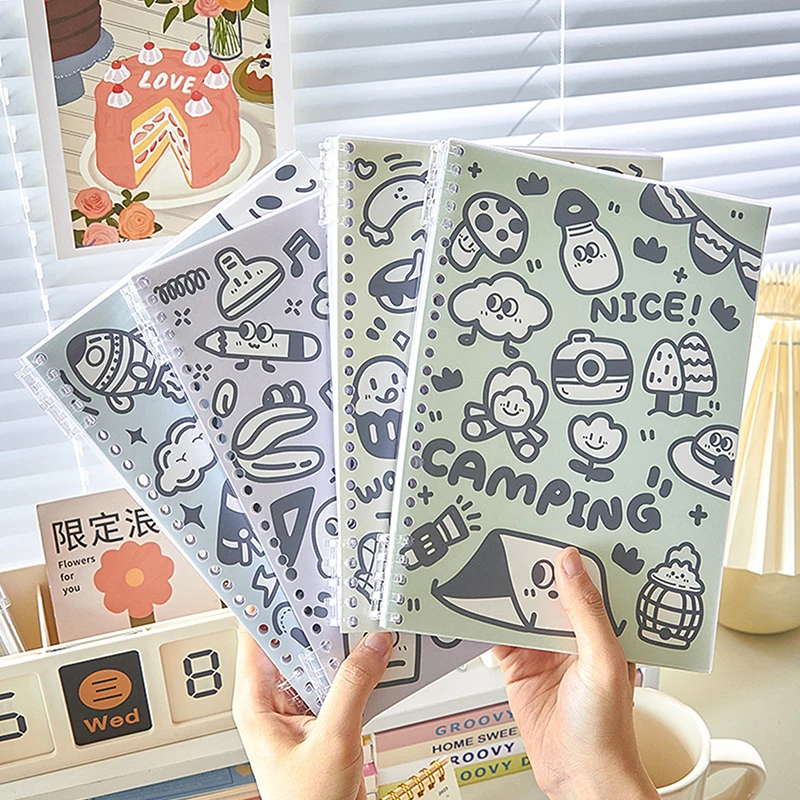 

Cartoon Graffiti B5 Loose-leaf Book Ins Style Notebook Cute A5 Hand Ledger Reusable Notepad Horizontal Line Notebook