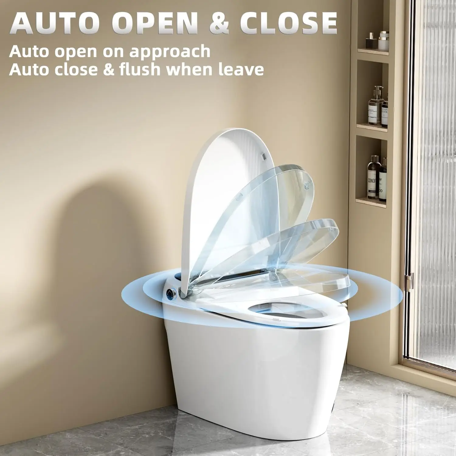 Tankless Smart Bidet Toilet Large Screen with Elongated Seat Toilet with Built in Bidet Heated Toilet Seat Warm Bidet Auto Open 2