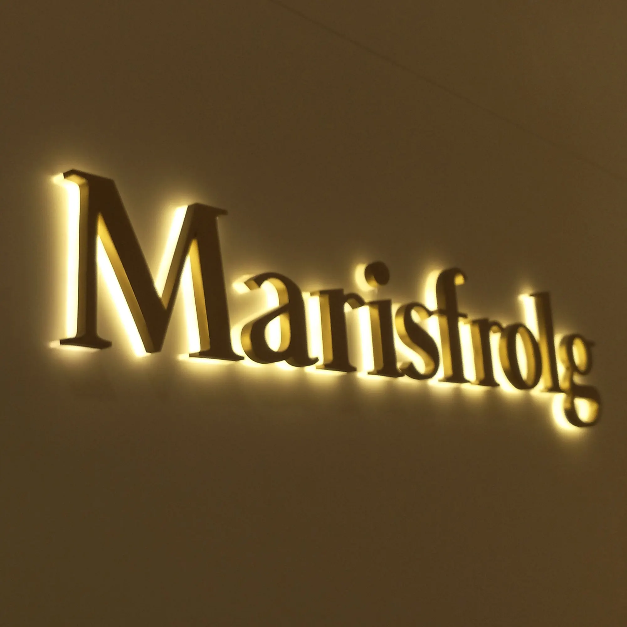 

Высокое качество нержавеющая сталь Точная подсветка буквы высокое качество краска 3D логотип фон Стена светодиодный знак