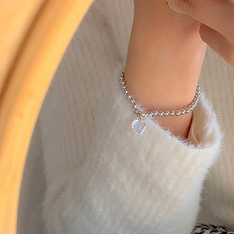 Fashion Retro Cute Heat Bracelet For Women Ins Silver Color Bracelet Simple Jewellery Hip Hop Party Girl 2024 New Simple Jewelry