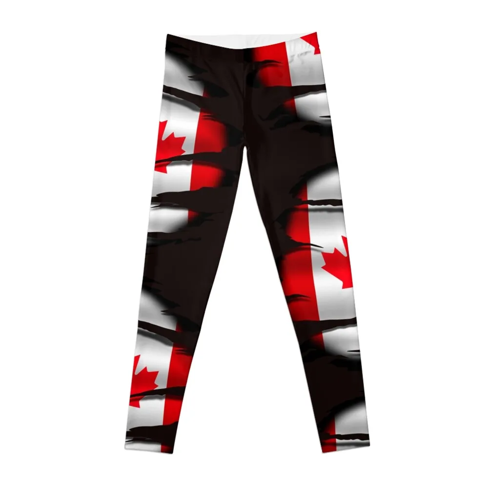 

Canada - Torn Flag - Tattoo Leggings active wear Women sportwear Womens Leggings
