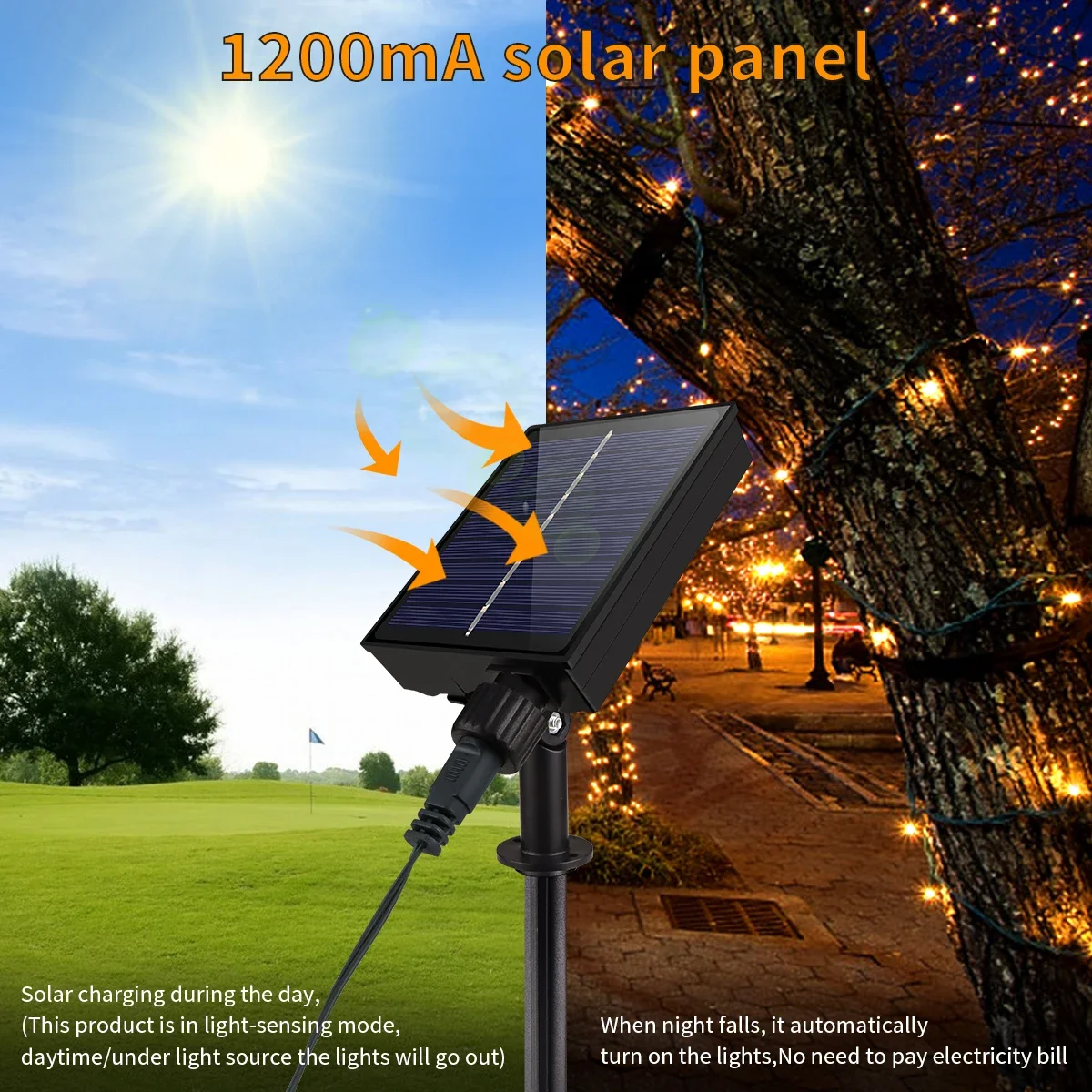 Enhanced Solar-Powered LED Lawn String Lights - 8 Lighting Modes